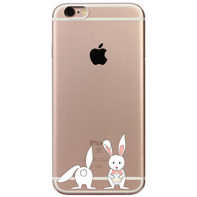透明小兔子适用iPhone7/8plus苹果13手机壳6s/XR/XS可爱14promax卡通se第二2三3代mini女款轻薄软