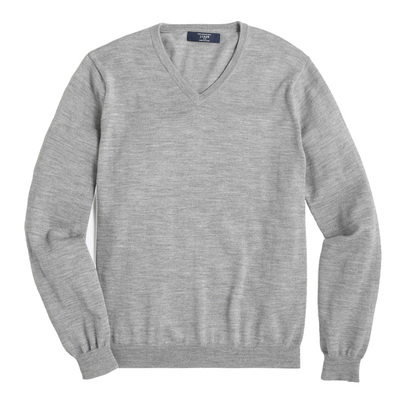 jcrew鸡心v领薄款美丽奴羊毛衣