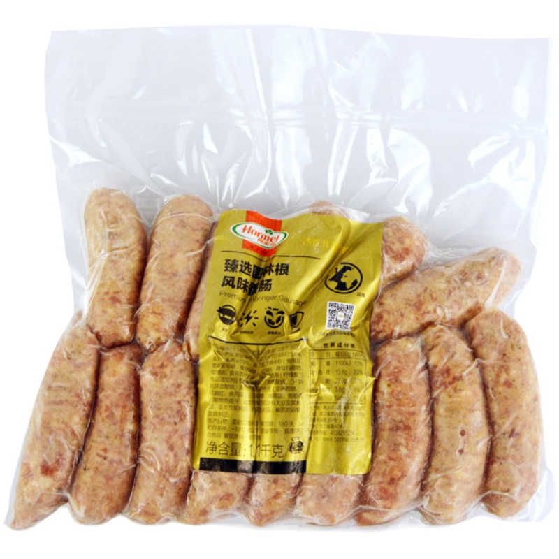 荷美爾爆汁圖林根風(fēng)味香腸1.1kg 8cm德國胡椒風(fēng)味燒烤熱狗早餐腸