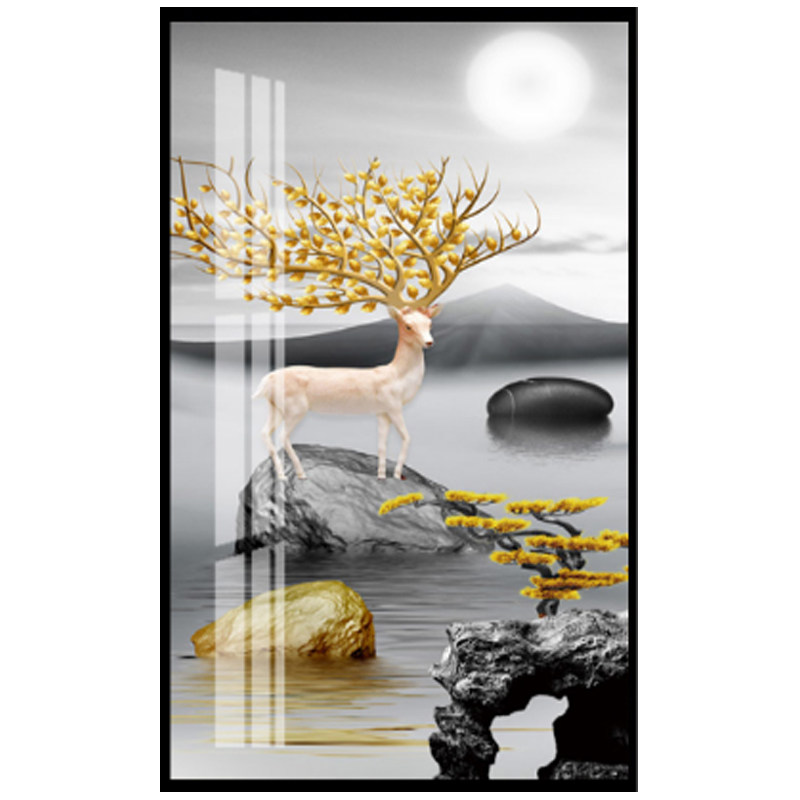 招财入户玄关画现代简约客厅竖版装饰画走廊过道壁画北欧单幅挂画