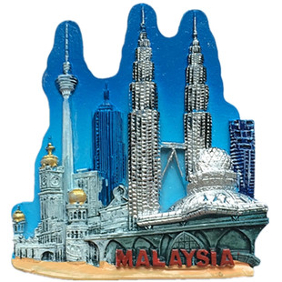 马来西亚吉隆坡缅甸仰光大金塔旅游纪念品冰箱贴3D立体浮雕磁贴