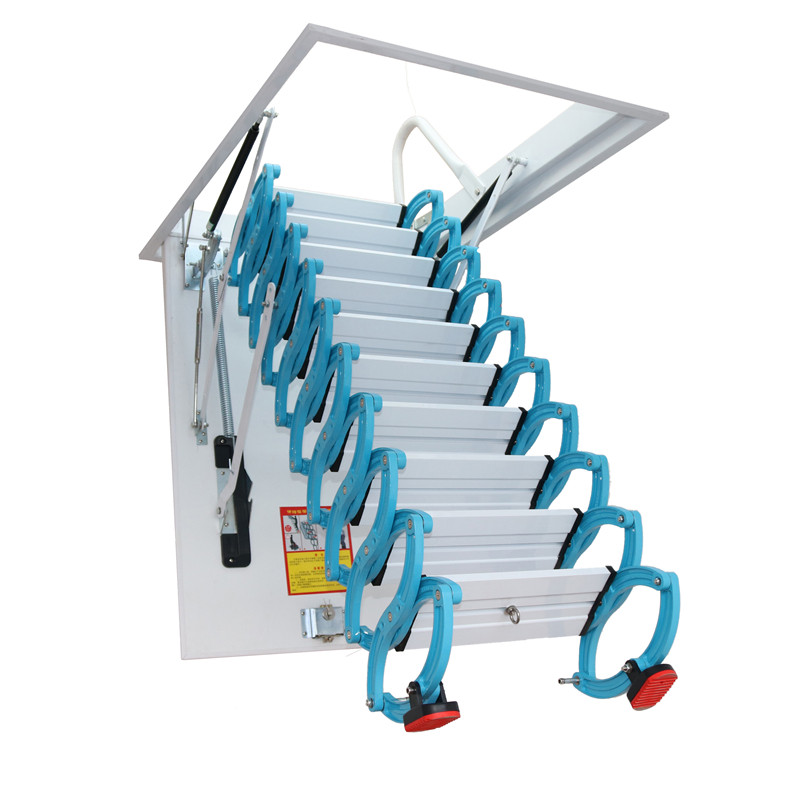 包安装厚伸缩楼梯阁楼家用室内升降折叠复式别墅定制隐形梯子手动