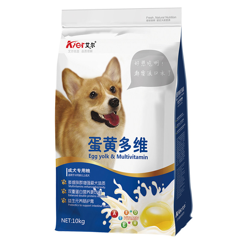 艾尔狗粮成犬蛋黄多维奶糕通用型10kg泰迪金毛萨摩哈士奇成犬粮