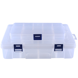 多格子收纳盒透明塑料分隔式零件盒螺丝小号带盖五金元器件盒分类