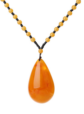 蜜蜡吊坠长款水滴复古琥珀老蜡