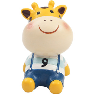 创意学园仰望天空猪猴羊狮子牛斑马青蛙熊学院风家居老虎蛋糕摆件