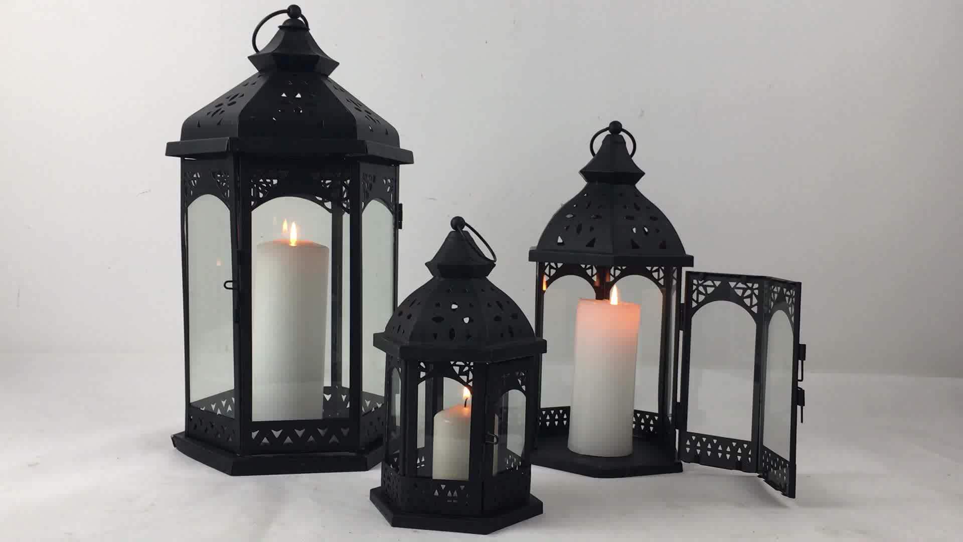 Ml967 Set Of 3 Hexagon Hurricane Outdoor Garden Wholesale Moroccan