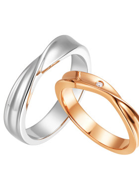 梵誓缎带简约结婚对戒定制婚戒