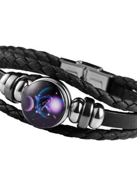 手链男韩版潮佛珠学生混搭皮绳