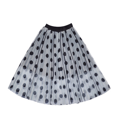 hande女童日系波点高腰半身裙