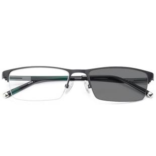 变色眼镜男防紫外线防蓝光辐射护目平光镜潮流半框近视太阳镜1518