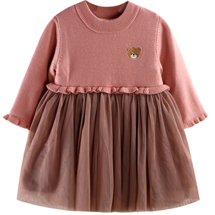 拉比童装女童秋冬装连衣裙儿童洋气公主裙婴儿衣服宝宝1-3岁裙子