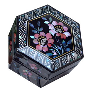 平遥推光漆器螺钿贝壳镶嵌首饰盒胭脂盒手镯项链盒佛珠盒手把件盒