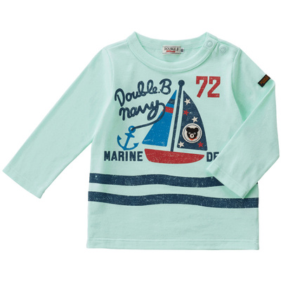 MIKIHOUSE印花刺绣长袖DoubleB日本制航海主题小黑熊T恤衫