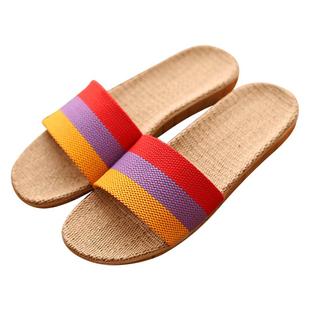 亚麻拖鞋女夏季居家居室内地板防滑情侣EVA厚底棉麻拖鞋凉拖鞋男