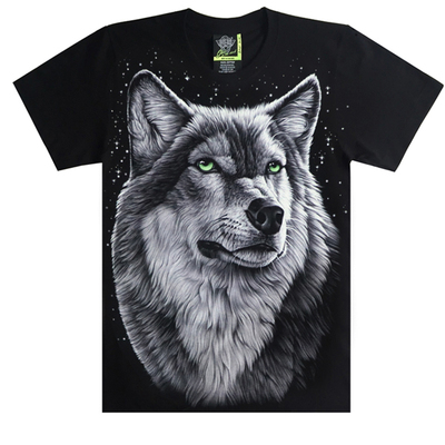 夜光泰国潮牌狼头个性半袖T恤