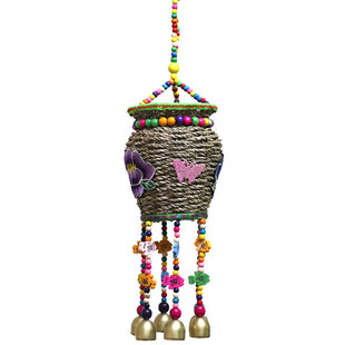 手工草编花瓶风铃云南特色彝族风格装饰挂件家居餐厅酒吧茶艺挂饰