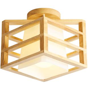 北欧木质吸顶个性原木灯书房灯日式卧室灯实木玄关走廊过道灯具