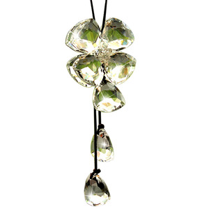 高档水晶汽车挂件女士车内车载饰品后视镜车挂车用吊坠挂饰四叶草