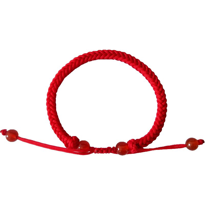 红绳手链本命年情侣手工编织四面佛平安红手绳简约男女可调节礼物