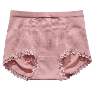 3条装 莫代尔蜂巢暖腹内裤女蕾丝边中高腰收腹提臀女士三角裤头