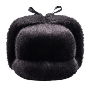 整貂皮帽子男款水貂皮草帽子整皮冬季新款中老年老人裘皮真皮帽子