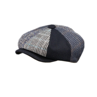 拼色八角帽子男贝雷帽女复古报童帽英伦夹棉鸭舌帽潮秋冬浴血黑帮