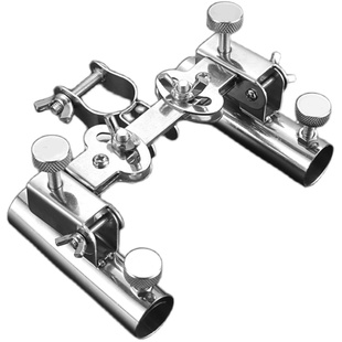 不锈钢钓箱双炮台支架万向双头双杆通用钓鱼竿架杆钓椅双炮台架座