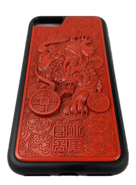 大漆漆雕雕漆剔红 风生水起 漆器手机壳iPhone6/7/8Plus/11/12MAX