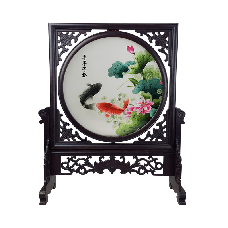 年年有余芙蓉鲤鱼双面绣