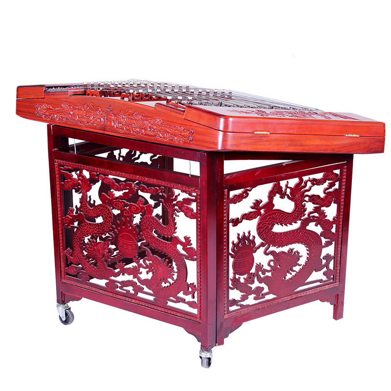 梵巢牌红花梨木雕刻龙扬琴老师手工制作厂家直销赠送配件盒琴竹弦