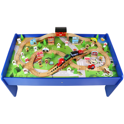 榉木游戏桌轨道火车乡村套装