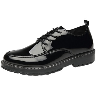 冬季亮皮皮鞋男韩版潮流英伦休闲鞋学生百搭男鞋青少年黑色小皮鞋