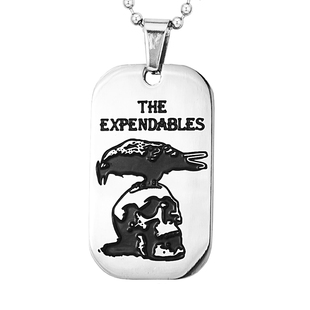 敢死队潮男军牌吊坠滴油黑色乌鸦骷髅头方牌潮男霸气钛钢项链