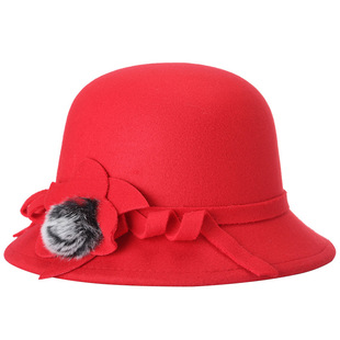 中老年人毛呢礼帽老人家帽子中年妇女士妈妈时装帽呢子料英伦风格