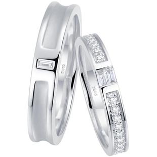 铂金梯型钻石对戒-浮光掠影-结婚订婚求婚情侣钻戒-RAY35-RBY35