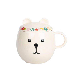 COSTA杯子带盖马克杯带勺子陶瓷杯林中雪夜家用水杯办公室咖啡杯