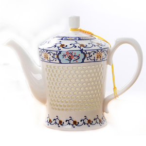 功夫茶具蜂窝玲珑茶具套装青花瓷镂空茶壶大号凉水壶大容量泡茶壶