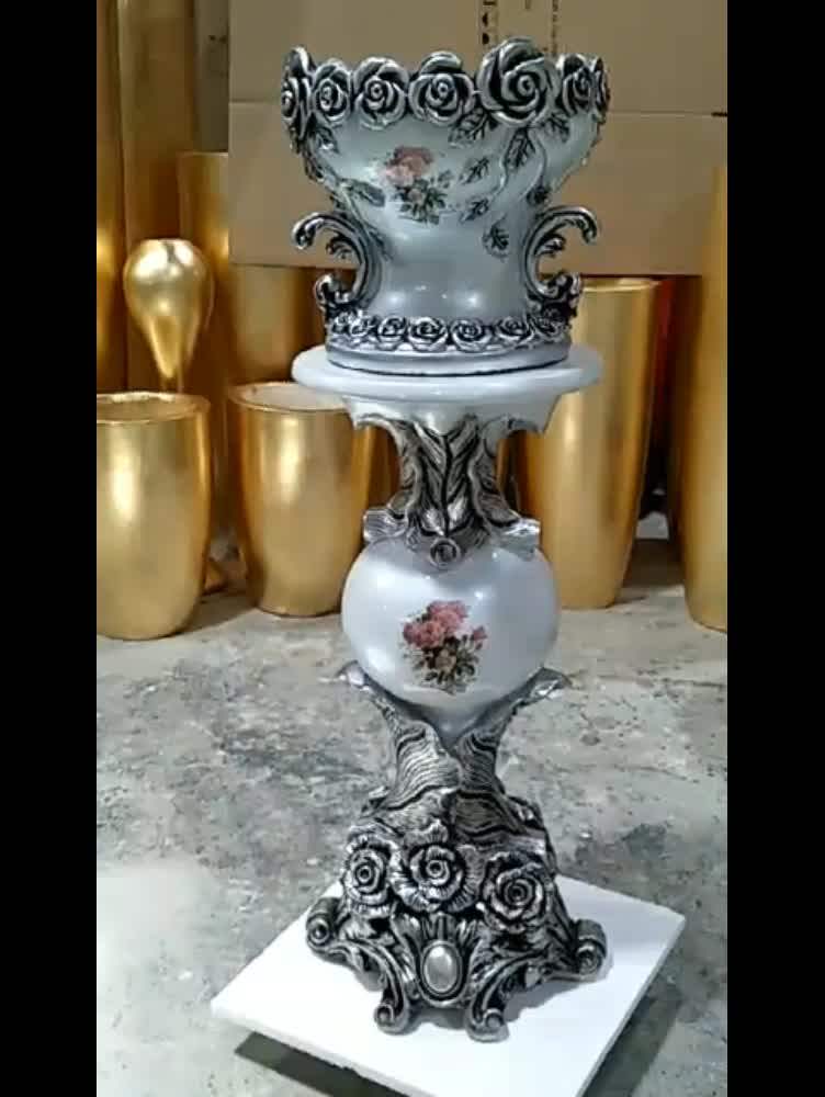 Highend Resin Twopiece Floor Large Artificial Flower Vase Home Decor