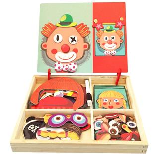 磁力拼图五官头像换妆变脸性贴游戏积木儿童3D立体撕贴画纸书DIY玩具专注力训练宝宝早教启蒙思维益智玩具2-6岁4幼儿儿童5绘本图书