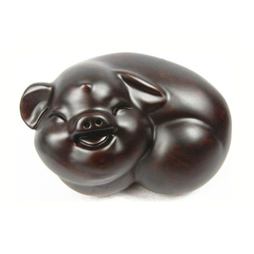 黑檀实木雕刻招财猪发财小猪十二生肖动物红木家居工艺品摆件礼品