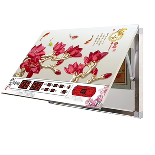 电表箱遮挡画可推拉万年历配电箱装饰画带电子钟液压翻盖电闸盒画