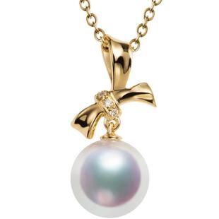 海梵纪珠宝 天然Akoya海水珍珠项链18K金日本天女珍珠吊坠锁骨链