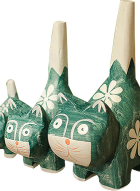 北欧树脂小猫家族动物橱柜礼物