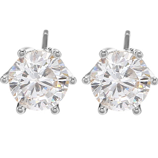 925纯银六爪耳钉空托18K金耳饰空托女韩版一克拉莫桑石钻石耳钉托