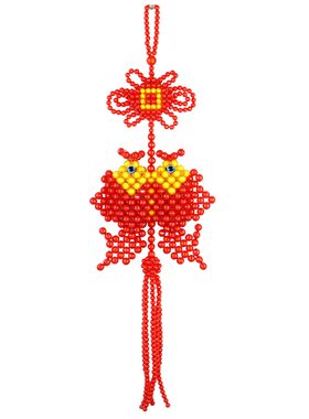 DIY手工串珠双鱼 大双鱼 双鱼 年年有鱼余 大挂件 中国结 材料包