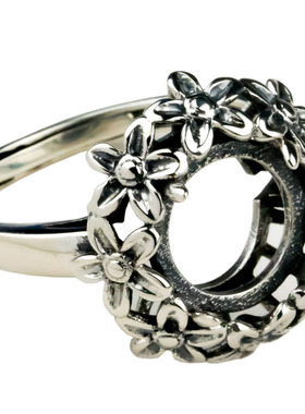 未镶嵌s925纯银戒指托女琥珀银饰