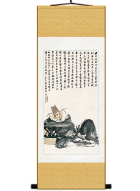 太白醉酒书法复古卷轴挂画