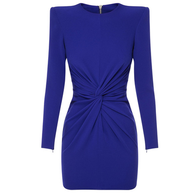 宝蓝色时尚风短款生日派对小礼服