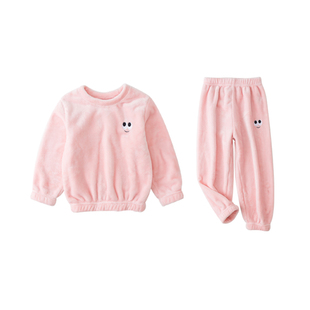 南极人秋冬季儿童加厚珊瑚绒睡衣男童女童法兰绒男女孩家居服套装